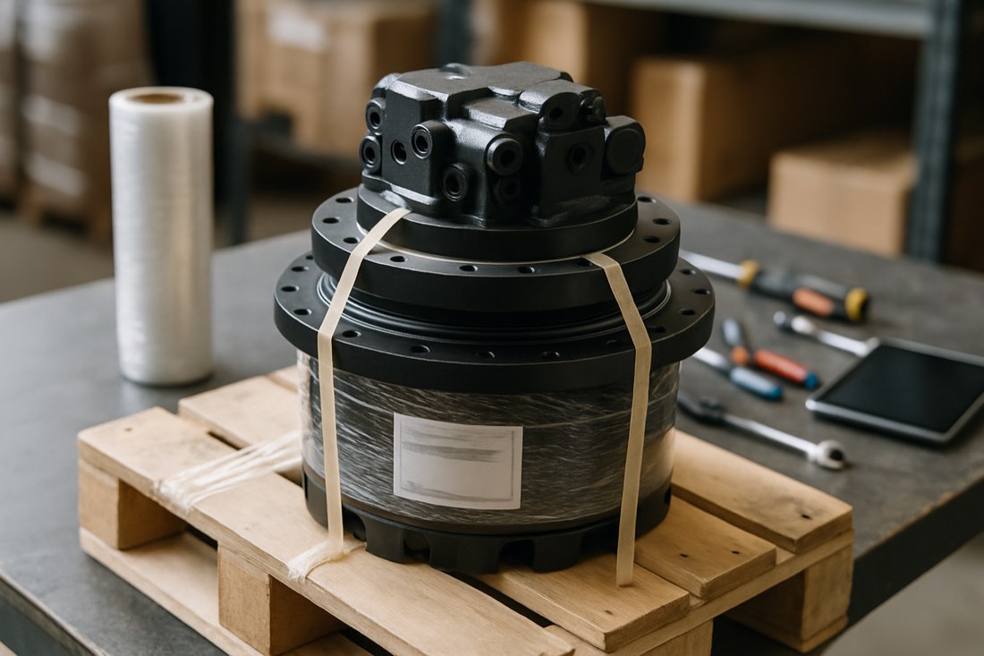 Final drive on a pallet, ready to ship